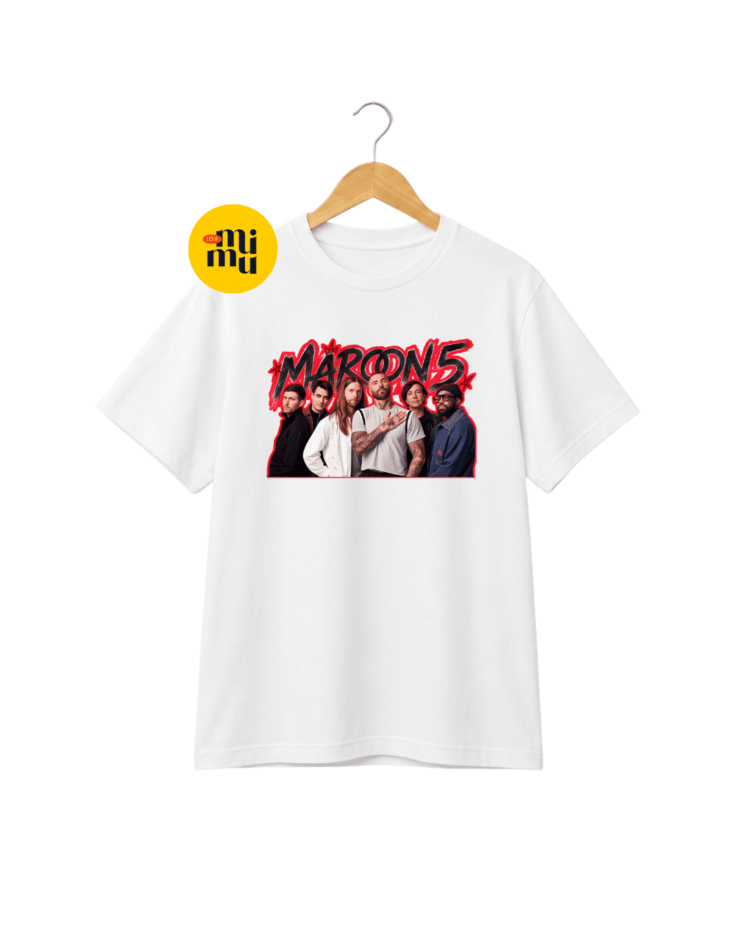 Camisa Maroon 5 - integrantes borda vermelha