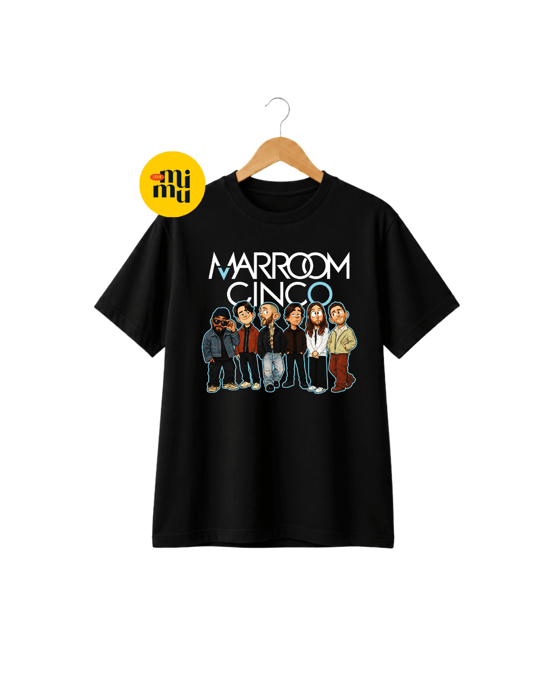 Camisa Maroon 5 - Caricaturas + Marrom cinco
