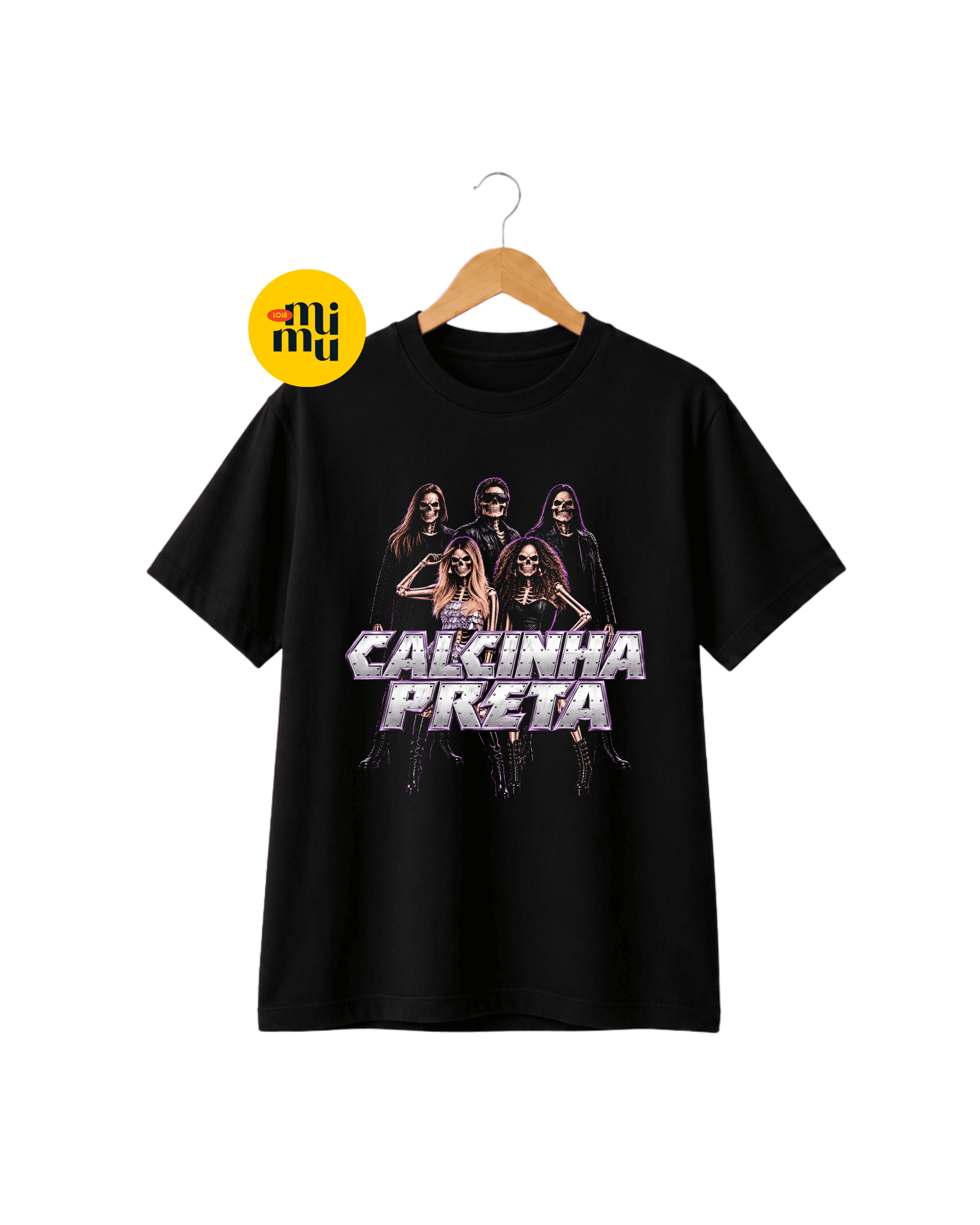 Camisa Calcinha Preta - Caveiras Roxa